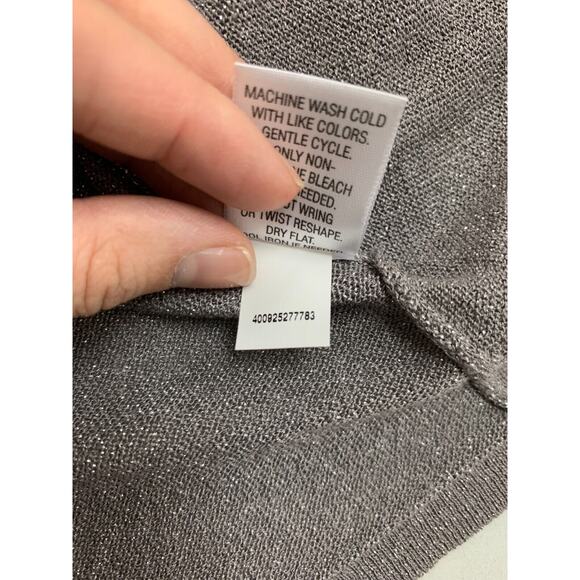 Apt. 9 Asymmetrical Cardigan Women L Large Silver Metallic Open Front Tab Sleeve - Picture 9 of 14